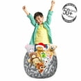 thumbnail image 3 of Abstract Storage Toy Bag Chair, Continuous Semi Circles in Greyscale Tones Squama Style, Stuffed Animal Organizer Washable Bag, Small Size, Pale Taupe Dark Grey, by Ambesonne, 3 of 3