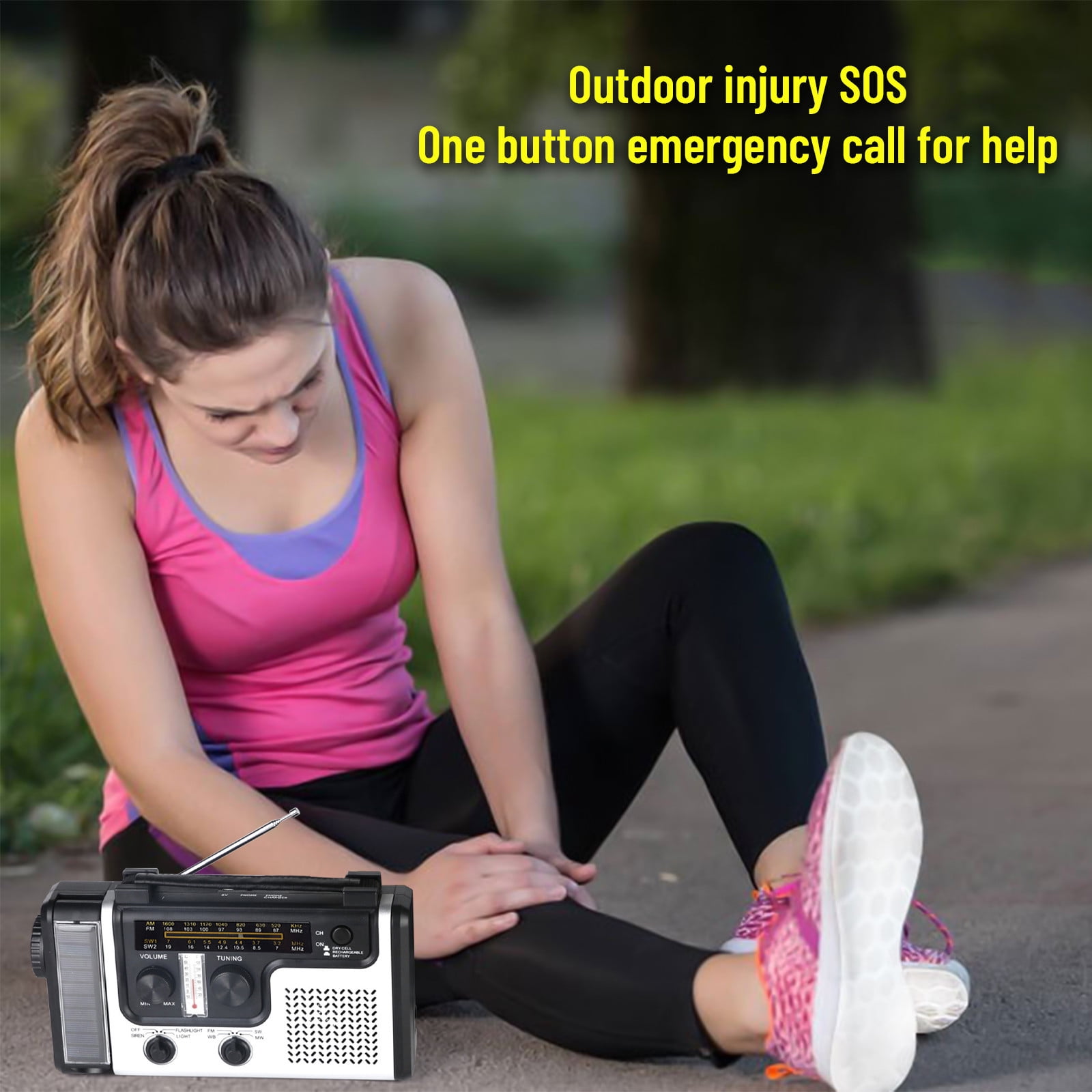 Tiitstoy AM/FM/SW Radio,Solar Hand Crank Portable Survival Emergency Radio,Rechargeable Battery Power Bank USB Cellphone Charger,Camping Flashlight Lantern,SOS Alarm