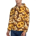 thumbnail image 3 of Pofeuu Brown Wood Grain Sunflower B Print Mens Casual Hooded Collar Drawstring Hoodies Pullover Sweatshirts Casual Long Sleeve Shirts-X-Large, 3 of 7