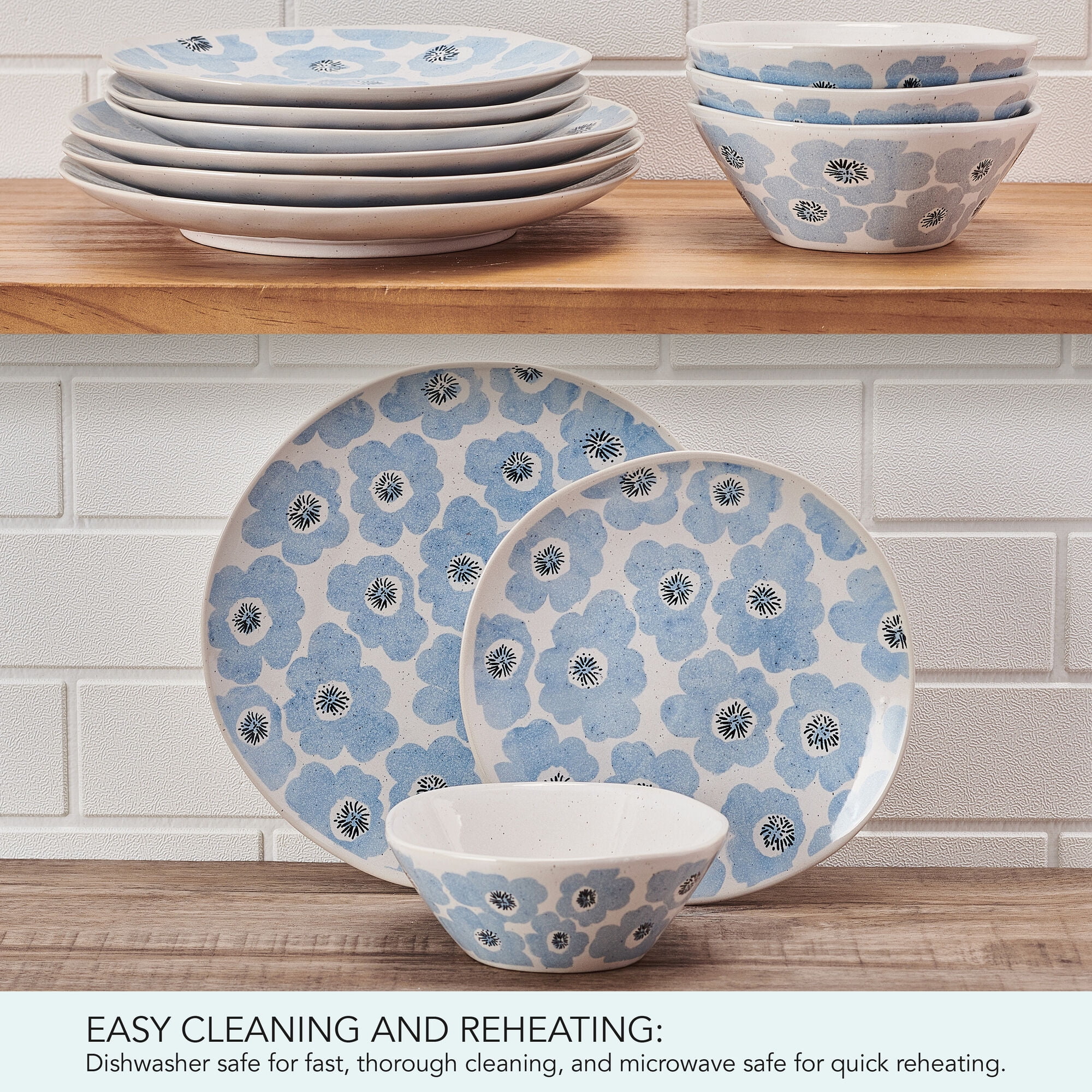 Pfaltzgraff Radiant Floral 12 Piece Stoneware Dinnerware Set Off