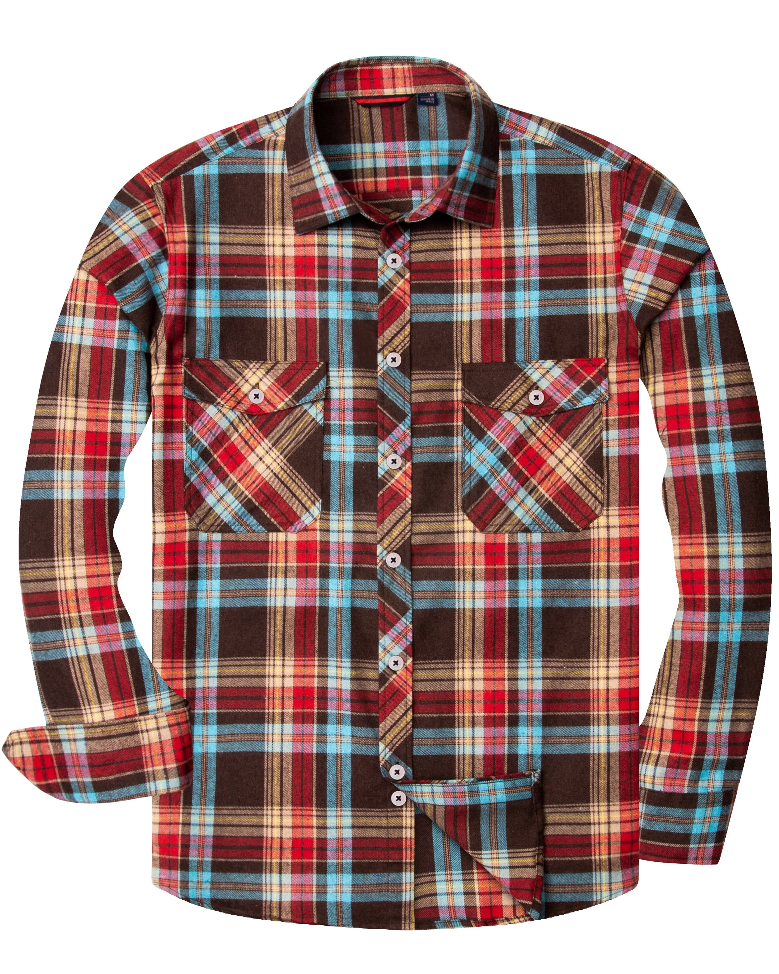 Alimens & Gentle Mens Long Sleeve Multi-color Plaid Shirts Flannel ...