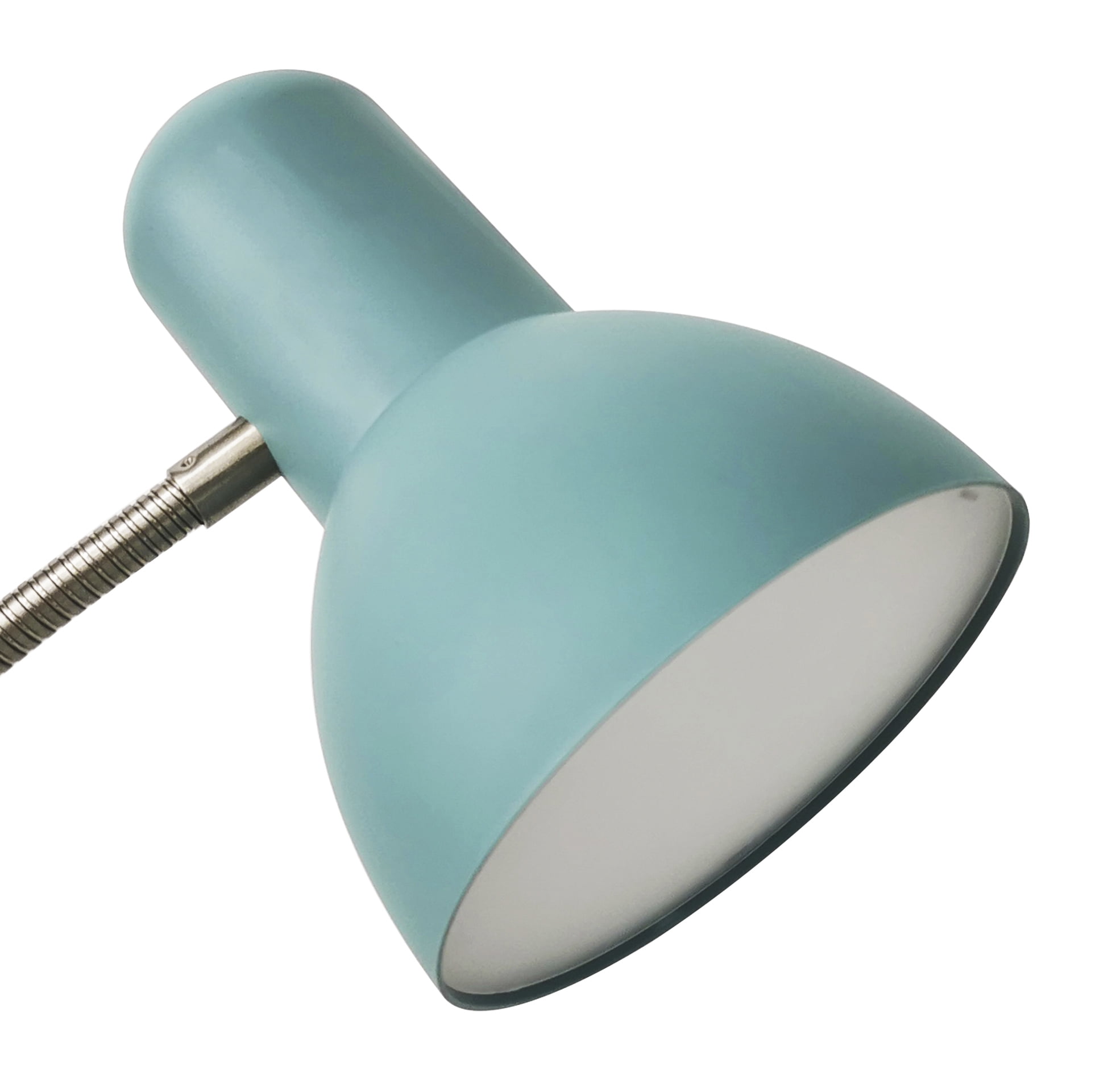 Mainstays LED Gooseneck Desk Lamp with Catch-All Base & AC Outlet, Aqua