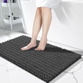 thumbnail image 1 of Alfombra de baño Yimobra, larga, antideslizante, lavable, 112 x 61 cm, gris oscuro, 1 of 7