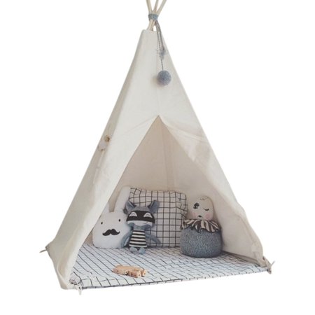 UPC 701722321434 product image for HAN-MM Kid's Foldable Teepee Play Tent, One Four Ploes Style, White | upcitemdb.com