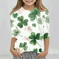 thumbnail image 2 of YABCSAZ Irish Shirts Boys Girls St. Patrick's Day Shirts 3/4 Sleeve Tops Girls Shamrock Clover Printed Sirts Round Neck Blouse Tops Pullover Funny Ugly Sweatshirts Size 5 Years, 2 of 5
