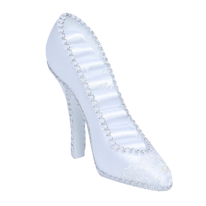 White Resin High-heel Shoes 7 Slots Ring Roll Display Stand Dsplay Jewelry 