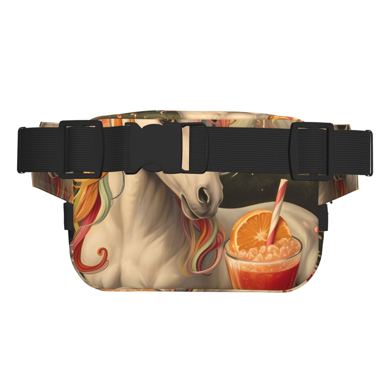Picia Countryside Fruit White Horse Print Square Double-Layer Waist Bag Mini Adjustable Waist Belt Bag Exercise Running Travel Hiking