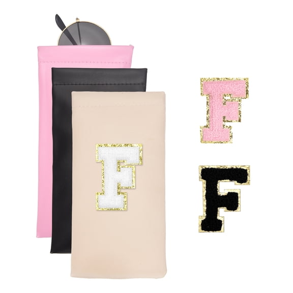 Uxcell 3 Pcs Funda de Gafas con Tapa de Compresión, Estuche Organizador de Gafas Suave con Parche de Letra F para Hombres y Mujeres