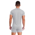 thumbnail image 2 of LiiYii Combinaison à Manches Courtes pour Hommes, Pyjama une Pièce Extensible, Col à Revers, Gris P, 2 of 6