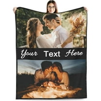 Custom Blanket with Picture Text Customized Blankets with Photos Customizable Personalized Blankets and Throws for Adult Kid Birthday Christmas Valentines Day Memorial Gift,