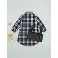thumbnail image 5 of Kiapeise Little Girls Long Sleeve Red Plaid Flannel Shirt Dress PU Leather Camisole Casual Daily Outfit, 5 of 9