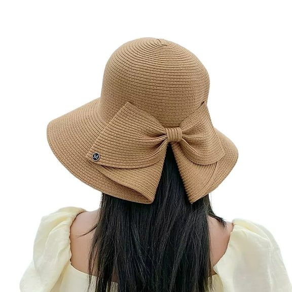 NOKIO Beach Hats for Women, Straw Hat for Women UPF 50  UV Sun Protection Foldable Sun Hat Women's Spring And Summer Outings Bowknot Big Brim Beach HatSunshade Sun Hat
