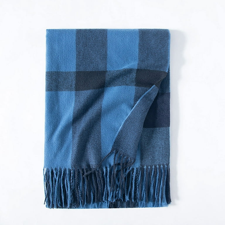 DENGDENG Scarves for Women Gift Plaid Tassel Scarf Shawl Cape