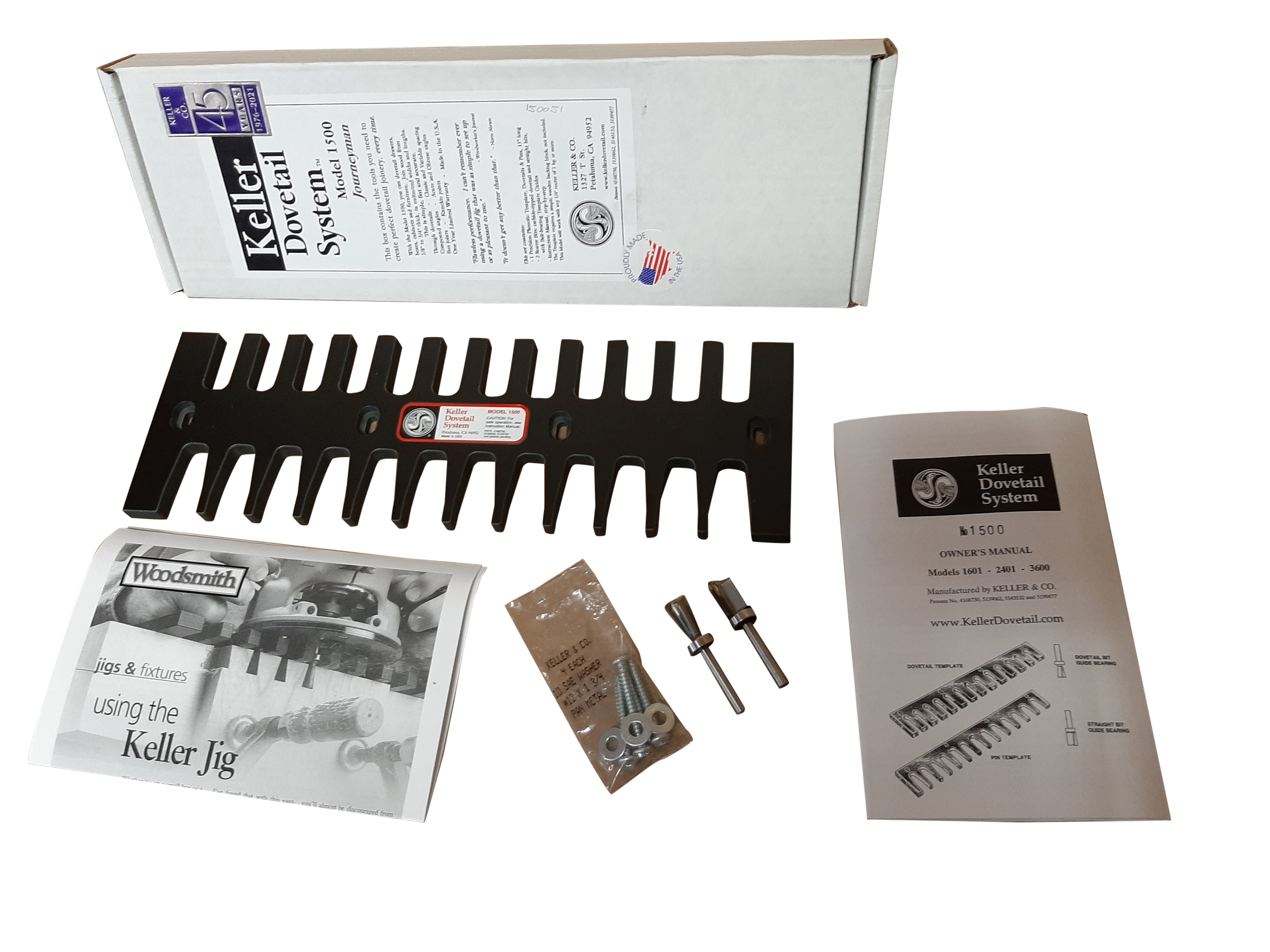 2 pc 1/4" SH Dovetail 7° Top Bearing Router Bit Set For Keller Jig sct-888 