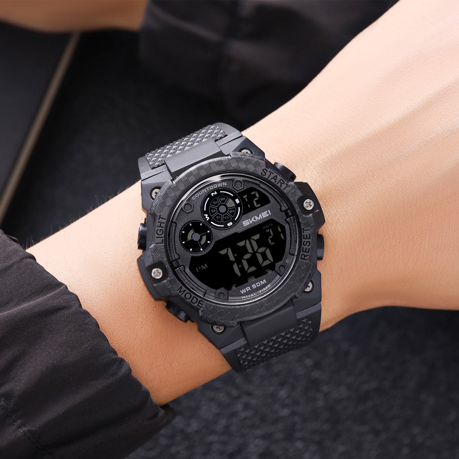 SKMEI Mens Military Multifunction Digital LED Watch 50m Waterproof Alarm Outdoors Sports Watch