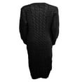 thumbnail image 5 of Robe Tricotée à Manches Longues pour Femmes Motif Crochet Unie Côtelée Robe Décontractée, 5 of 5