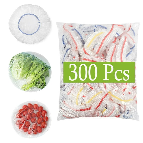 Ruroz 300 Plastic Bowl Covers - Elastic Reusable Plastic Wrap Food Covers Stretch Reusable Fresh Keeping Bag Plastic Food Covers Plastic Stretch Wrap Elastic Food Storage Bowl Covers Bread Proofing