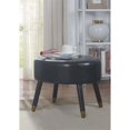 thumbnail image 1 of Allora Mid Century Faux Leather Ottoman Stool in Black, 1 of 3