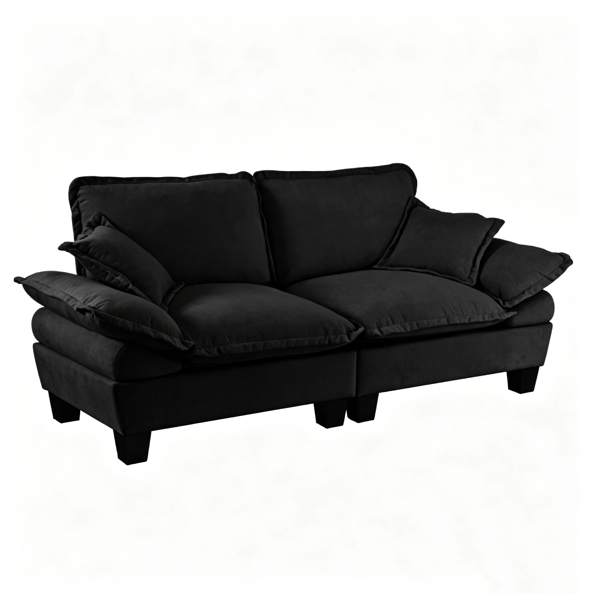 AISWORD 2 Seater Loveseat Sofa, Comfy Small Couch, Modular Sectional Love Seat with Pillows for Bedroom, Apartment, Office, Small Spaces, Black