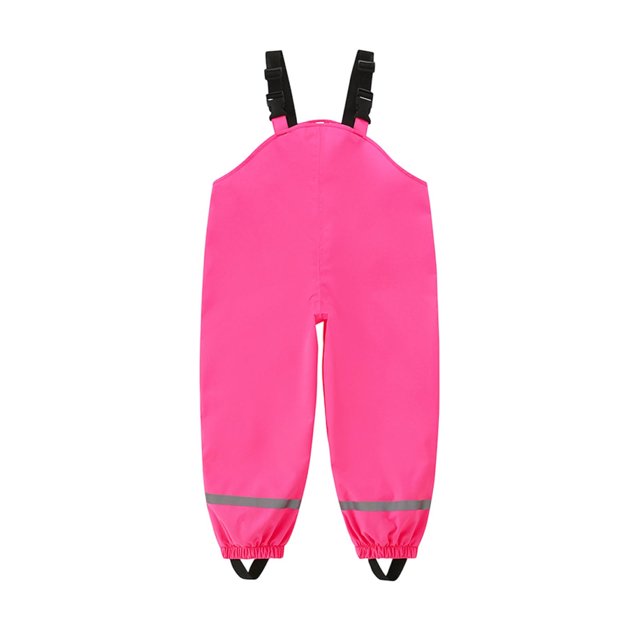 Rain Pants for Kids, Waterproof Polyester with Reflective Cuffs and Adjustable Straps, Flat Waist Design, Four-Season Use, for Outdoor Play and Puddle Jumping