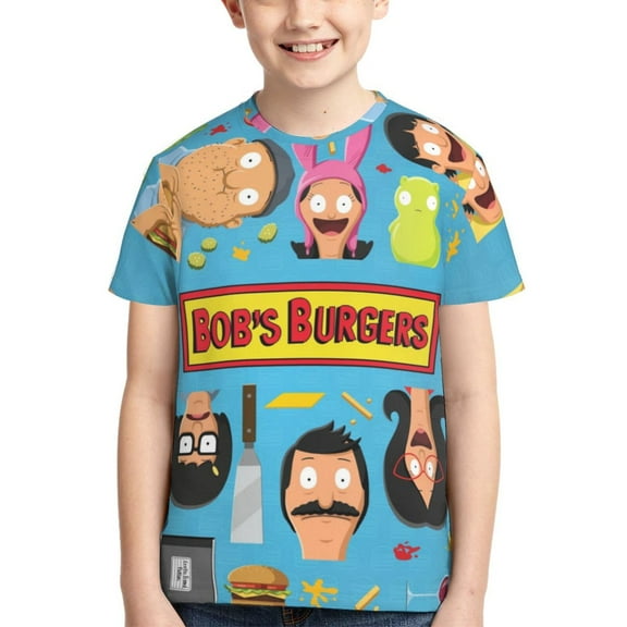 Boys Girls Bob's Burgers T-Shirts 3D Printed Novelty Short Sleeve Shirts Kids Youth Game Cartoon Tee Shirts Summer Tops