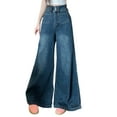 thumbnail image 2 of Women's High Waisted Boyfriend Jeans Wide Leg Stretchy Loose Fit Denim Pants with Pockets Trendy Streetwear Flare Casual Sweep Trousers, 2 of 4