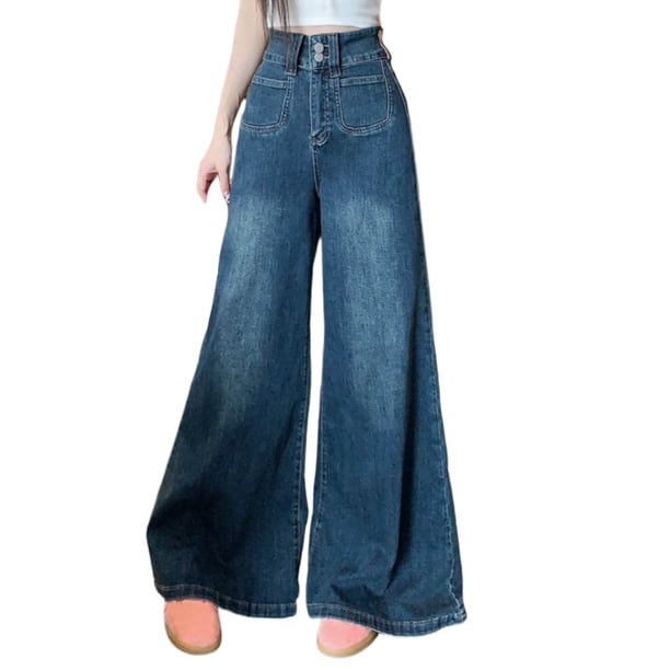 mfyjkho Pantalones Cortos Para Mujer, Vaqueros De Verano Para Mujer, Finos, De Cintura Alta, Con Bolsillos Y Pierna Ancha Pantalones Cortos Para Mujer L