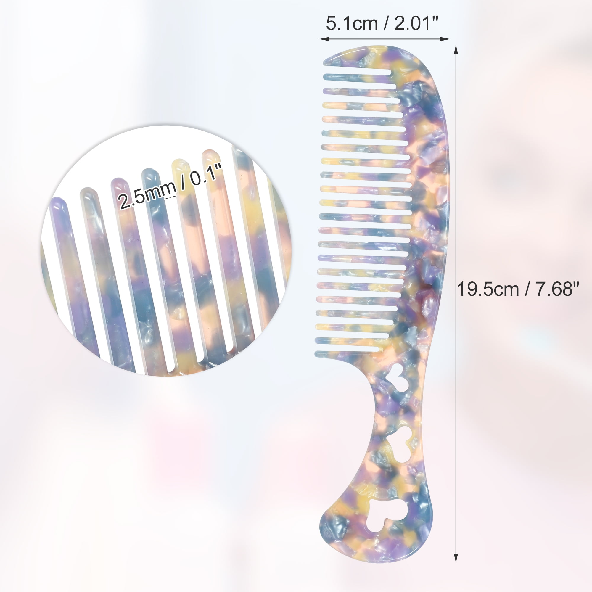 Unique Bargains 1Pc Women Heart Style Handheld Wide Tooth Comb Purple