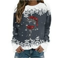thumbnail image 2 of jsaierl Tops for Womens 2025 Christmas Cute Santa Hat Glass Shirts Printed Tshirts Long Sleeve Pullover Casual Sweatshirts, 2 of 4