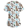 thumbnail image 3 of Genuiskids Easter Womens Scrubs Tops T-Shirt Easter Eggs Bunny Print V Neck Short Sleeve Medical Scrub Shirts Working Uniform Wear with Pockets Red, 3 of 5