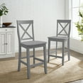 thumbnail image 2 of Retro Bar Stools Set of 2 - X Back Kitchen Counter Stools - 24 Inch Height - Gray Finish, 2 of 6