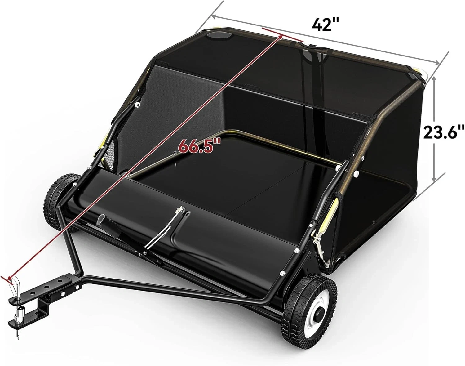 Dextrus 42 in Tow Behind Lawn Sweeper Leaf Collector Sweeper for Lawn 12 Cu FT Capacity