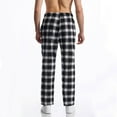 thumbnail image 3 of Chiccall Men's Plaid Casual Pants Soft Elastic Waist Pajama Pants Drawstring Checkered Lounge Sweatpant with Pockets Dark Gray 3XL, 3 of 5