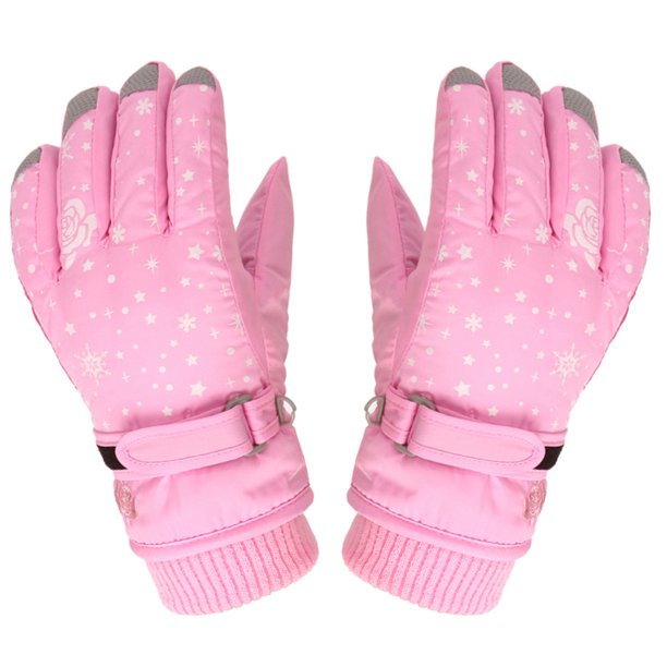 Jumpingount 1 par de guantes de esquí en la nieve para niños, guantes de esquí portátiles a prueba de viento para mantener el calor, mitones de guantes y mitones Rosa oscuro Jumpingount AP013201-03