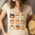 thumbnail image 4 of Pumpkin Collection Graphic Tee | Fall Pumpkin Shirt with Bow Design | Unisex Casual T-Shirt, Gold, Size M, 4 of 6