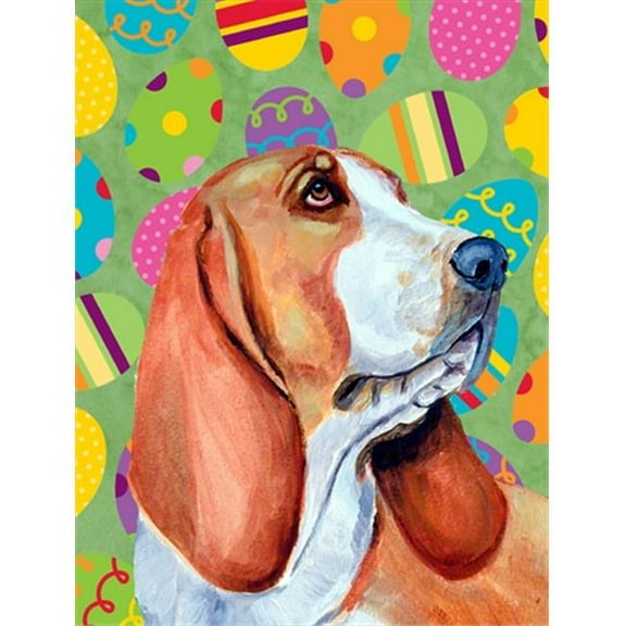 11 x 15 in. Basset Hound Easter Eggtravaganza Garden Size Flag