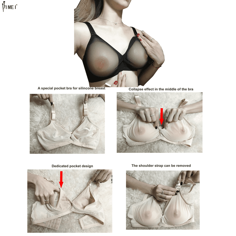 BIMEI See Through Bra Mastectomy Lingerie Bra Silicone Breast
