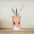 thumbnail image 2 of Retrato de cabeza de chica elegante y linda en macetas con mini cactus Falda blanca, 2 of 7