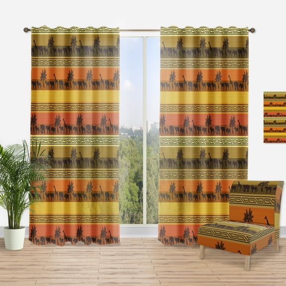 Designart 'African Wildlife Animal Pattern' Tropical Curtain Panel