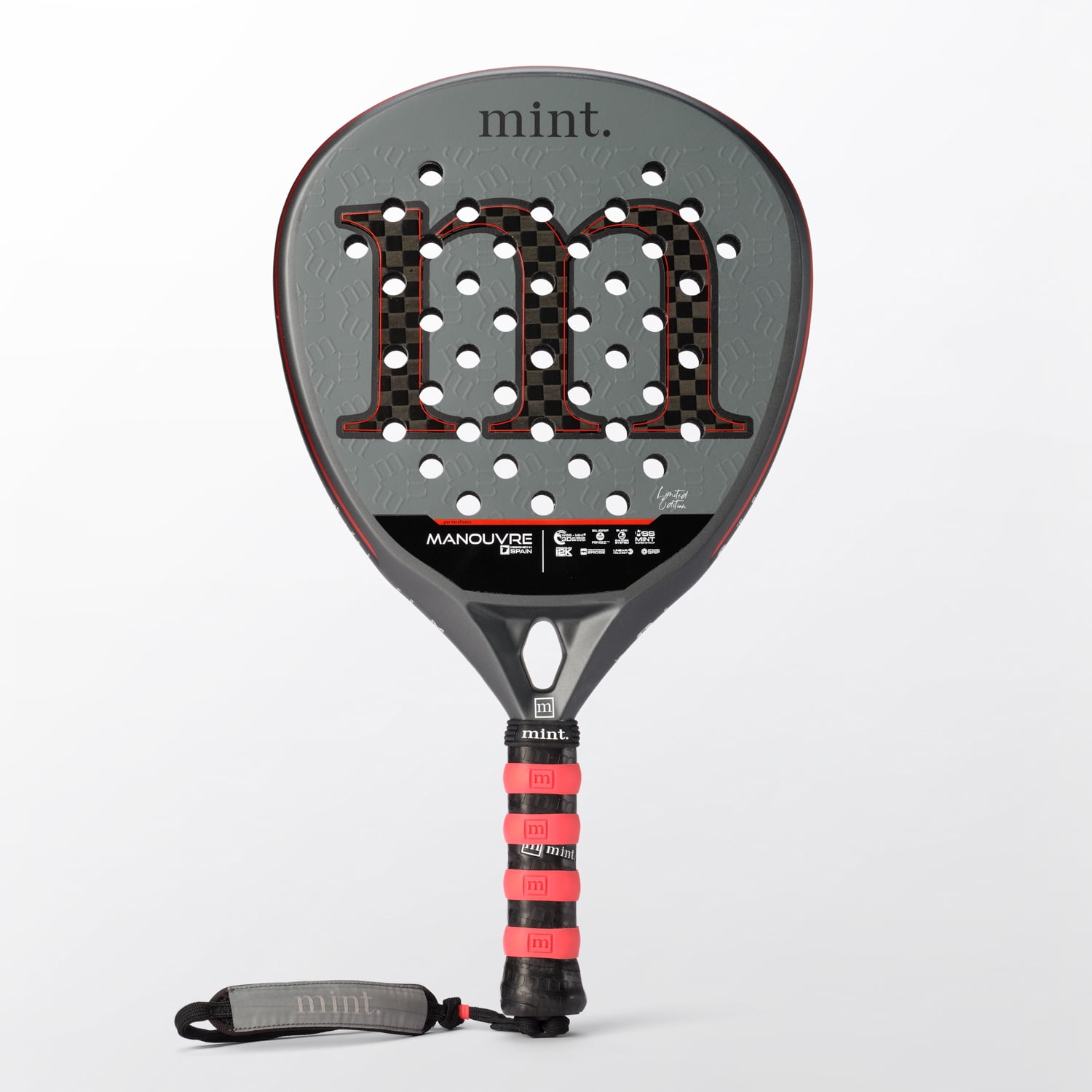 Mint Manouvre Limited Edition 12K Pro Balance Padel Racket, Dark Gray