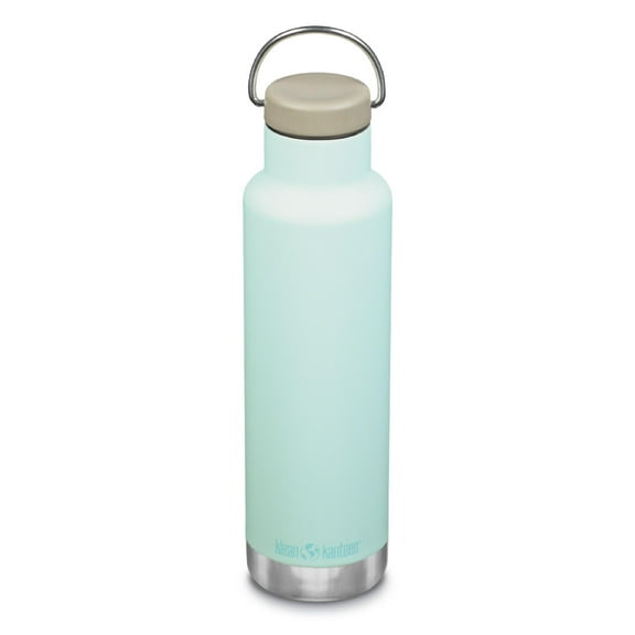 Klean Kanteen Classic Insulated Water Bottle with Loop Cap - Stainless Steel Drinking Bottle for Hot & Cold Beverages - Dishwasher-Safe Travel Bottle - Blue Tint, 20 oz
