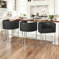 thumbnail image 3 of Dycanpo 26'' Counter Height Bar Stools Set of 3 with Backrest and Arms,Faux Leather (Black-Silver ), 3 of 7