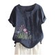 thumbnail image 3 of Camiseta Casual de Manga Corta con Botón de Cuello Redondo de las Mujeres, Tops Cortos para las Mujeres, 3 of 4