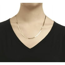 925 Sterling Silver Herringbone Necklace, 14K Gold Plated, Flat Snake Chain, 3MM 16-20 inch, Italian Made Unisex All Ages