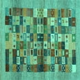 thumbnail image 1 of Ahgly Company Machine Washable Indoor Square Abstract Turquoise Blue Contemporary Area Rugs, 8' Square, 1 of 4