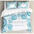 thumbnail image 1 of Teal and White Duvet Cover Set Queen Size, Ocean Waves Inspired Design with Abstract Blue Swirls Water Sea Spirals, Decorative 3 Piece Bedding Set with 2 Pillow Shams, Blue White, by Ambesonne, 1 of 3