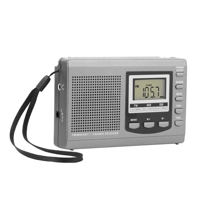 Radio FM MW SW Réveil Numérique Écran LCD Récepteur Radio FM Portable avec Écouteurs HRD-310, Facile à Utiliser
