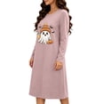 thumbnail image 6 of Taqqpue Womens Sleepshirt Long Sleeve Crew Neck Cotton Nightgown Halloween Graveyard Print Oversized Knee Length Casual Pullover Lightweight Sleep Gown for Women All Plus Sizes, 6 of 6