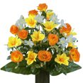 thumbnail image 7 of Sympathy Silks Artificial Cemetery Flowers Orange Rose and Yellow Alstroemeria Bouquet, 7 of 7