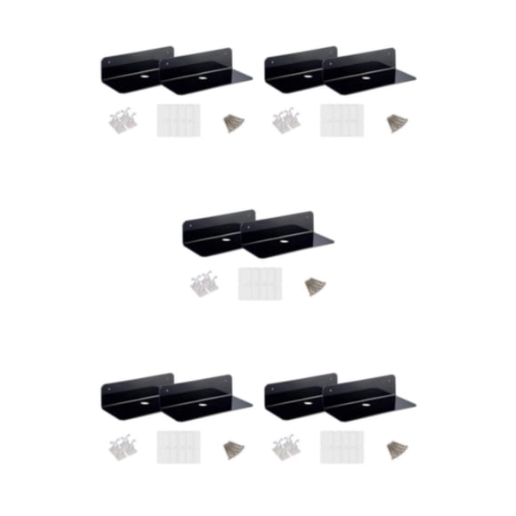 Eigraketly 2x Estante de pared flotante de acrílico Estante de exhibición pequeño para altavoz inalámbrico Negro Type2 NO2
